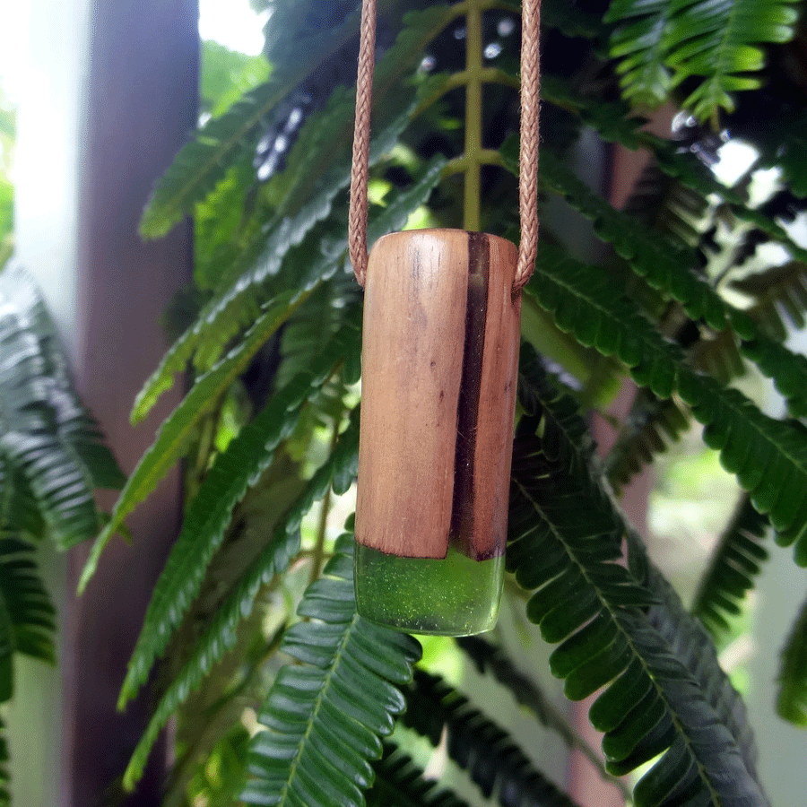 Driftwood with green resin