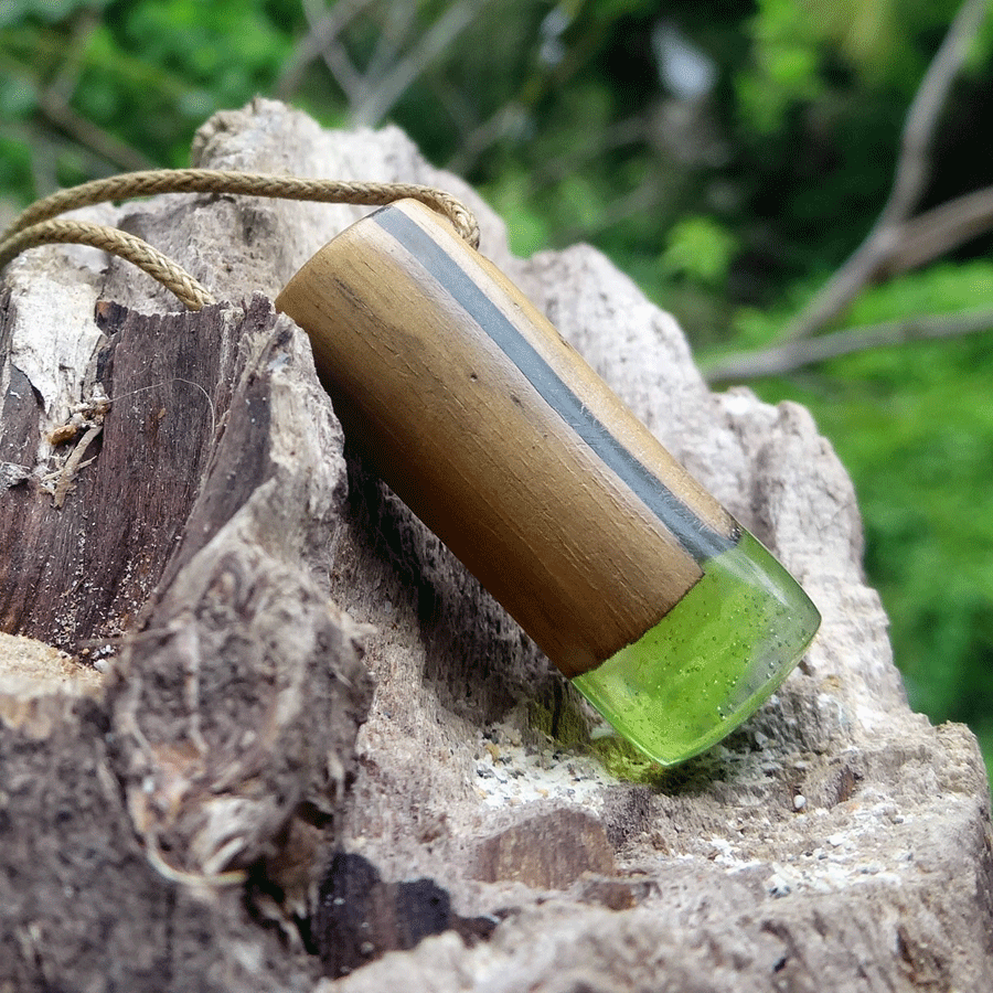 Driftwood with green resin