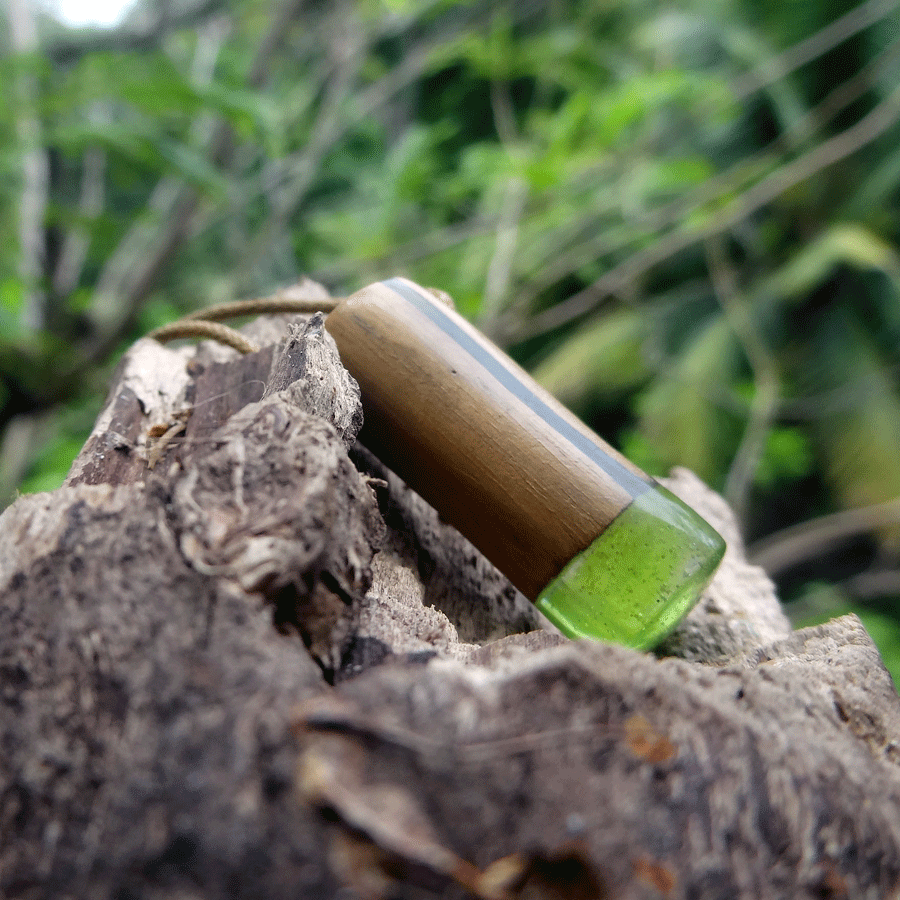 Driftwood with green resin