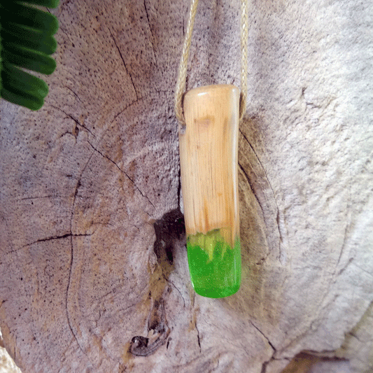 Driftwood with green resin