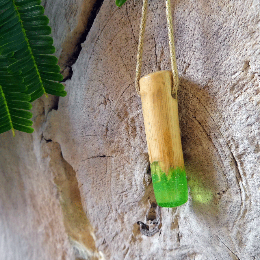 Driftwood with green resin