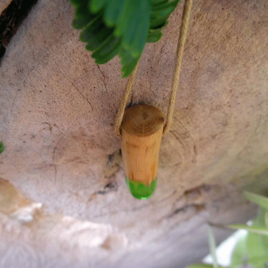 Driftwood with green resin