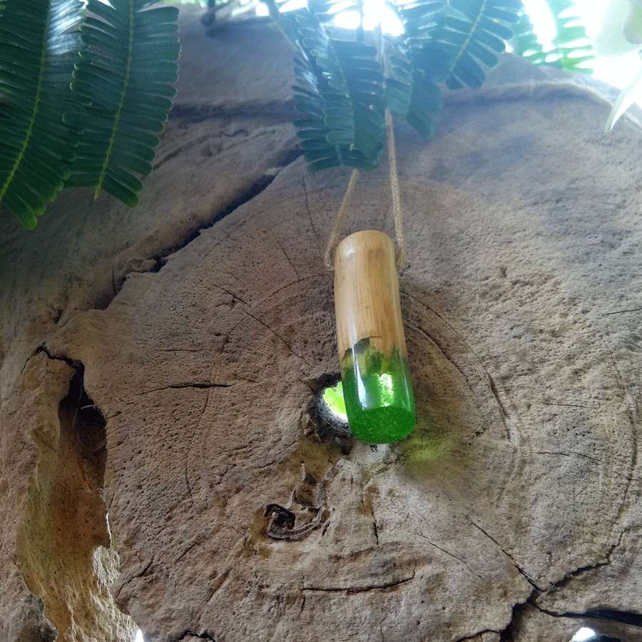 Driftwood with green resin