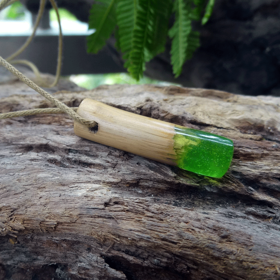 Driftwood with green resin