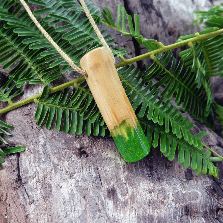 Driftwood with green resin