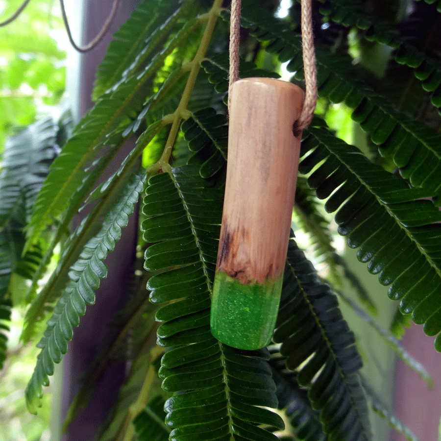 Driftwood with green resin