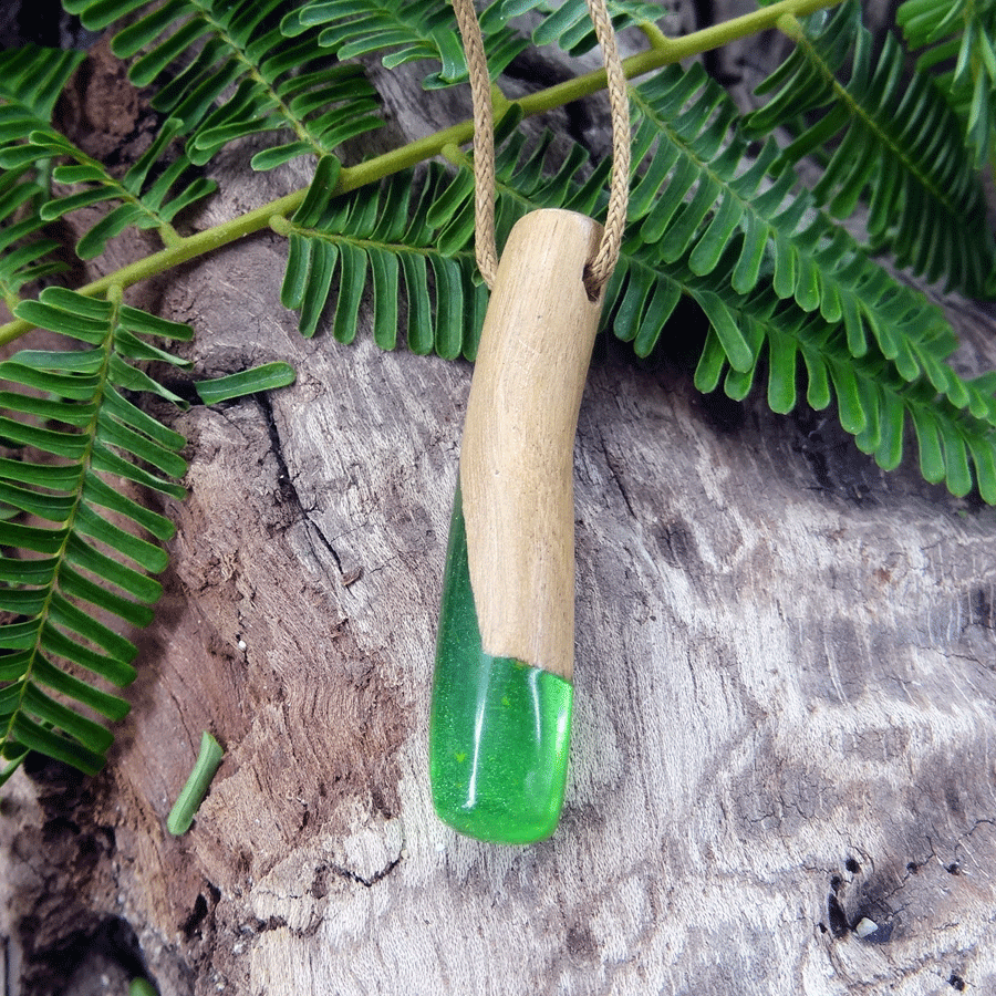 Driftwood with green resin