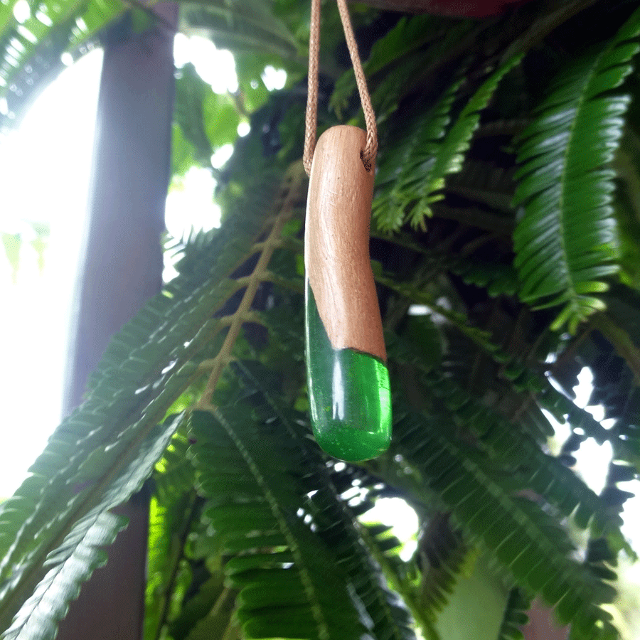 Driftwood with green resin