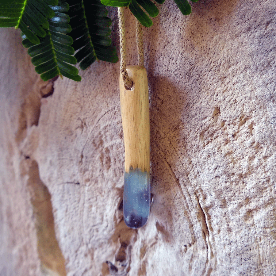 Driftwood with blue resin