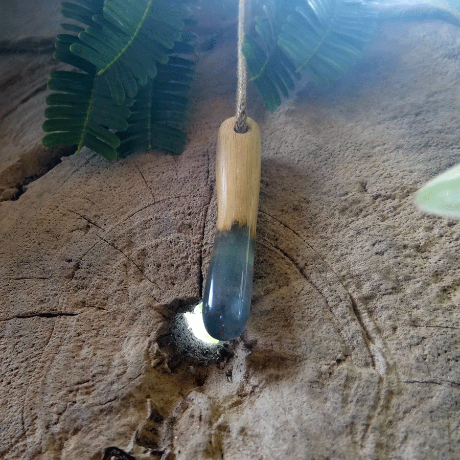 Driftwood with blue resin