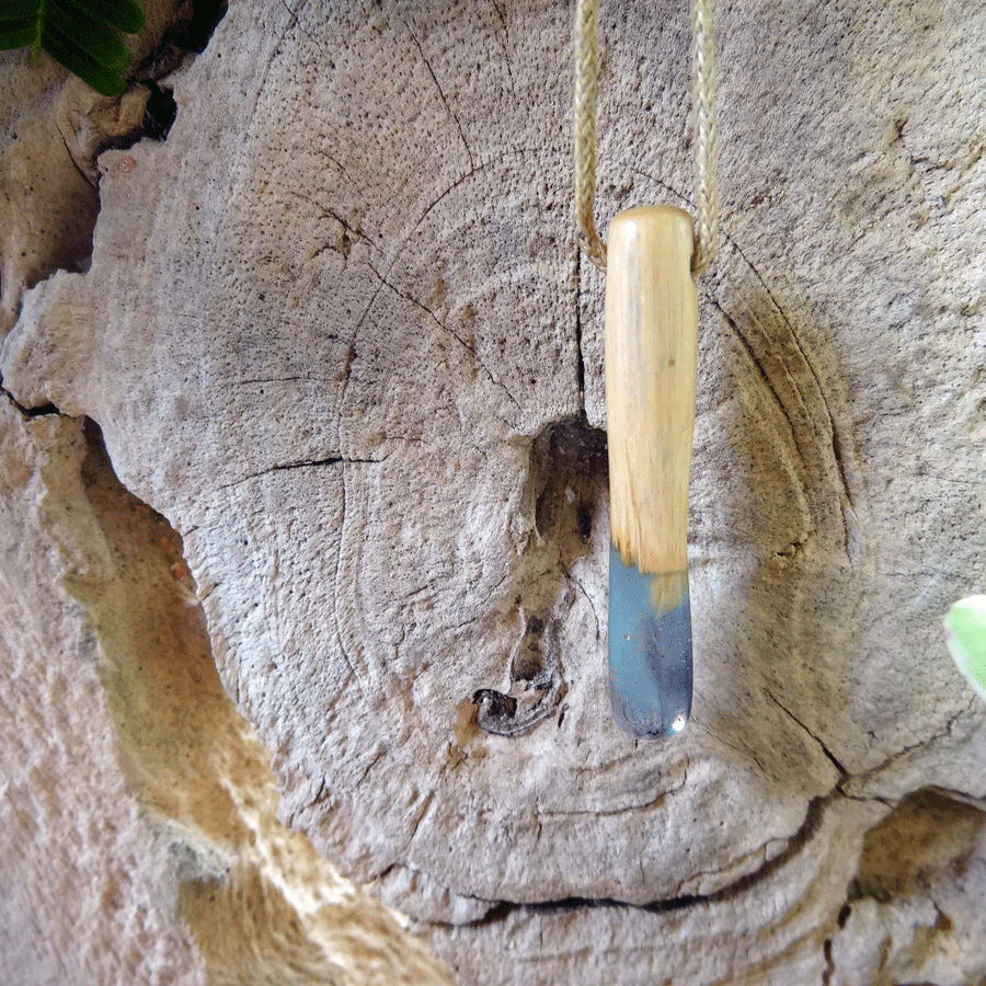 Driftwood with blue resin