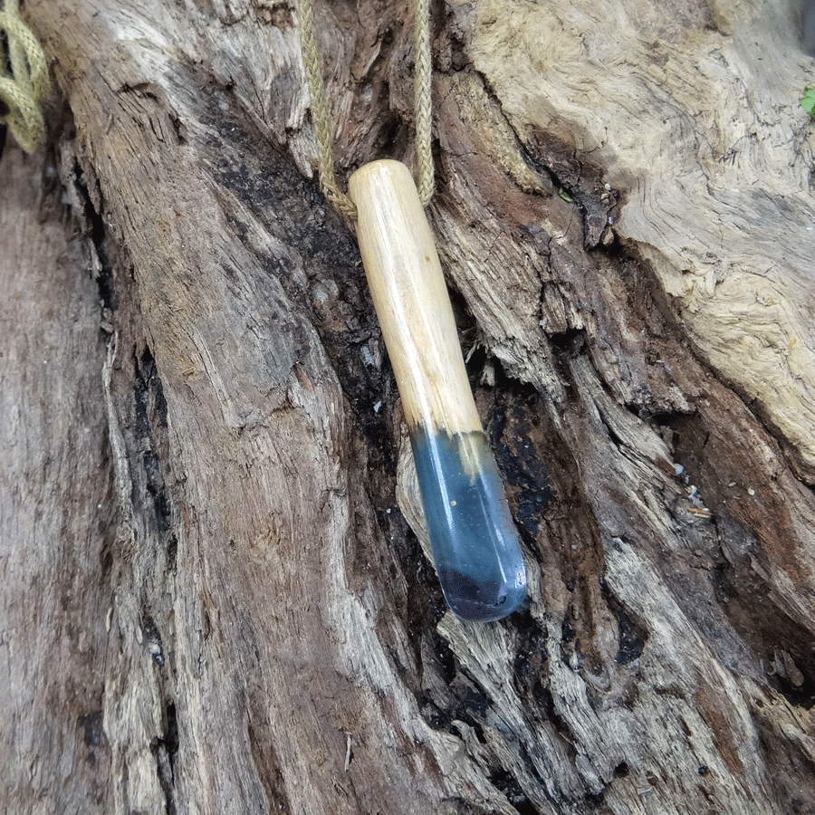 Driftwood with blue resin