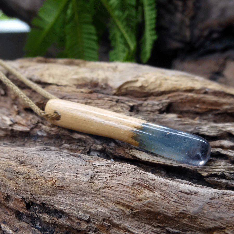 Driftwood with blue resin