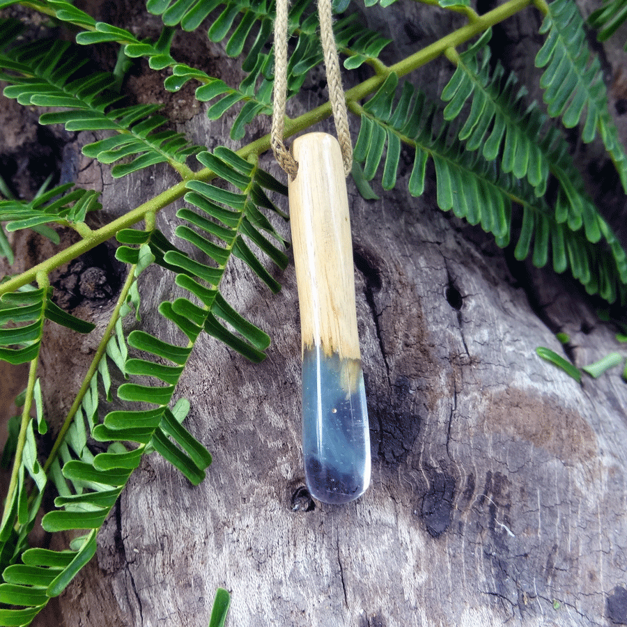 Driftwood with blue resin