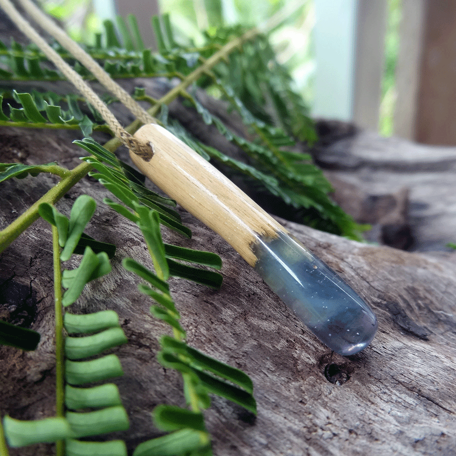 Driftwood with blue resin