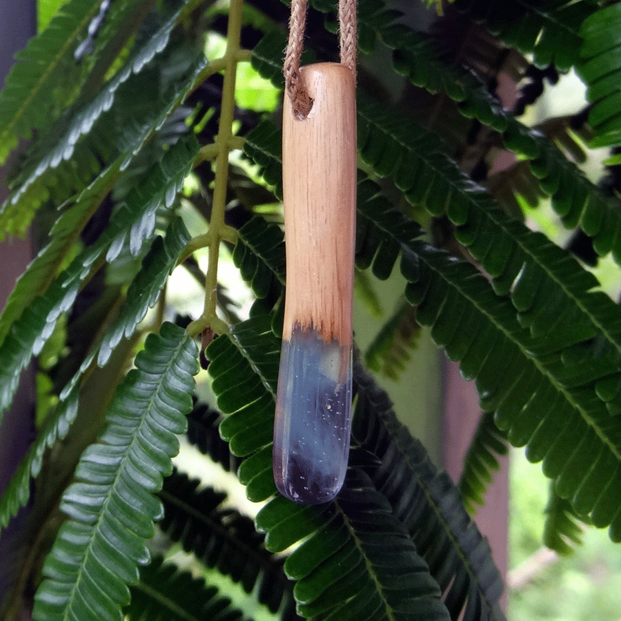 Driftwood with blue resin