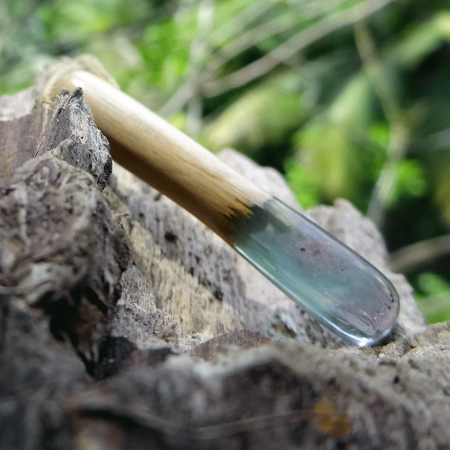 Driftwood with blue resin