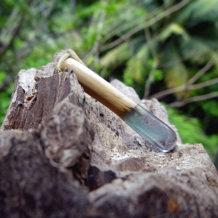 Driftwood with blue resin