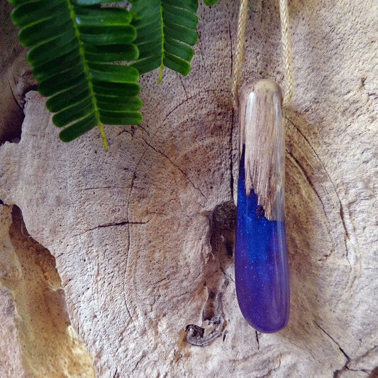 Driftwood with purple resin