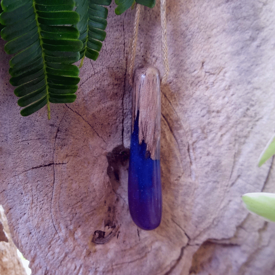 Driftwood with purple resin