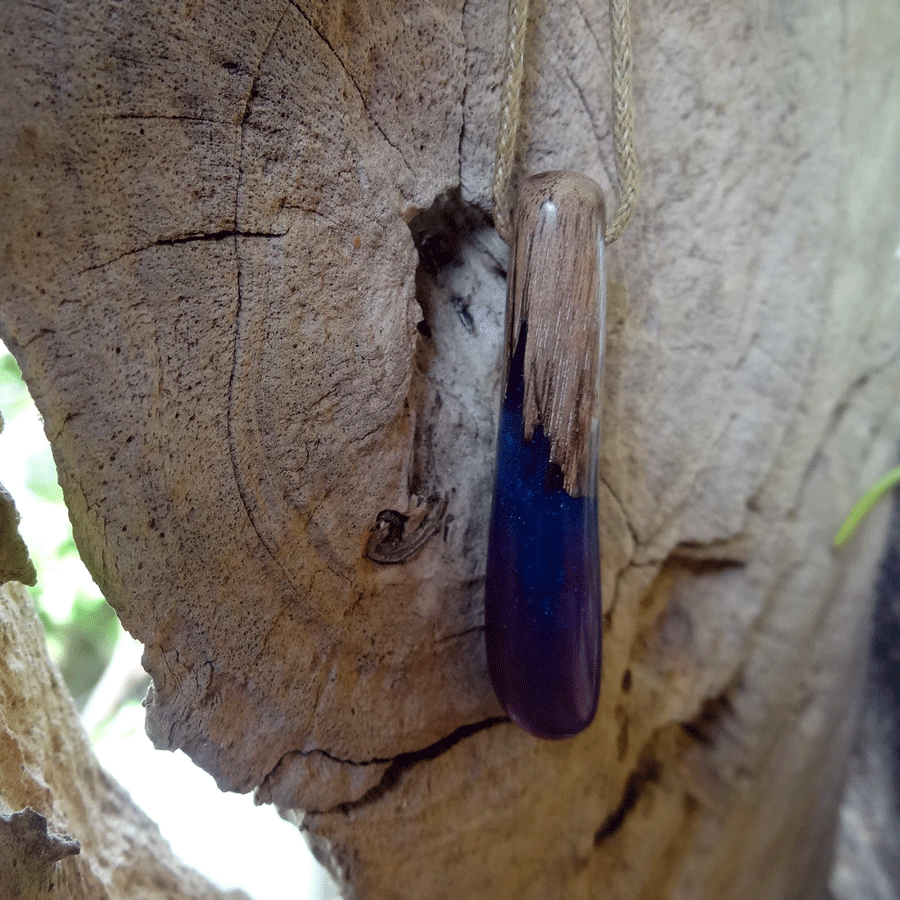 Driftwood with purple resin