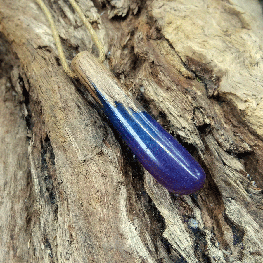 Driftwood with purple resin