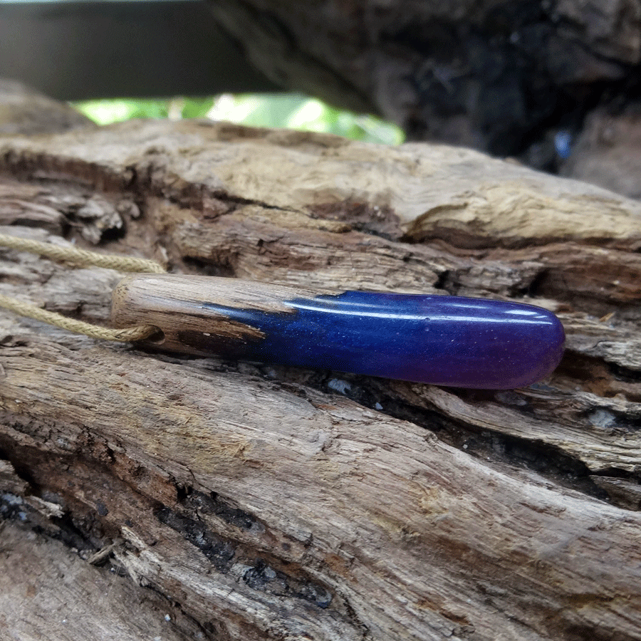 Driftwood with purple resin