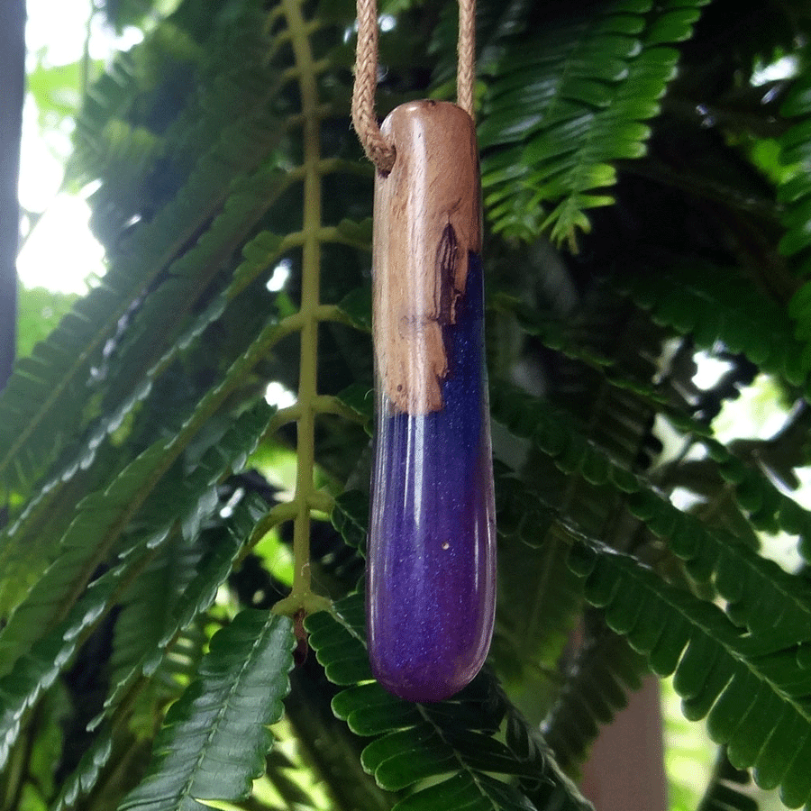 Driftwood with purple resin