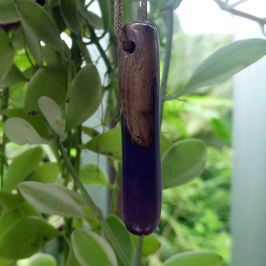 Driftwood with purple resin