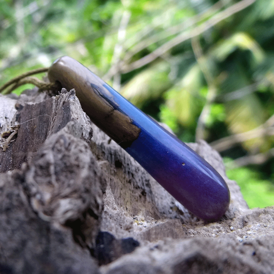 Driftwood with purple resin