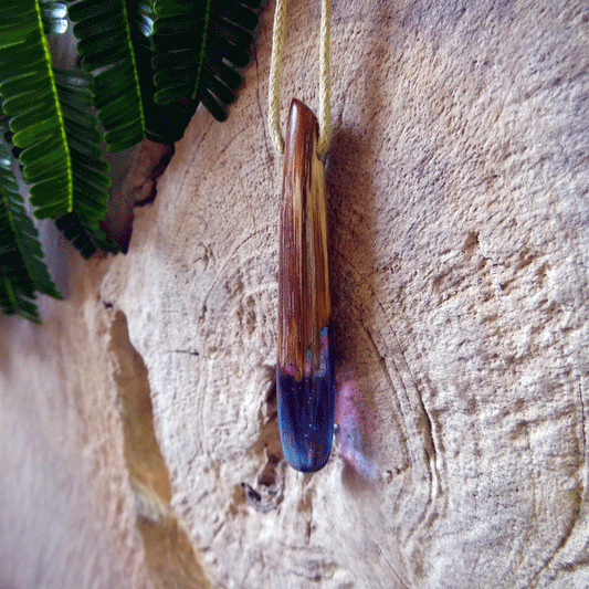 Driftwood with blue and pink resin