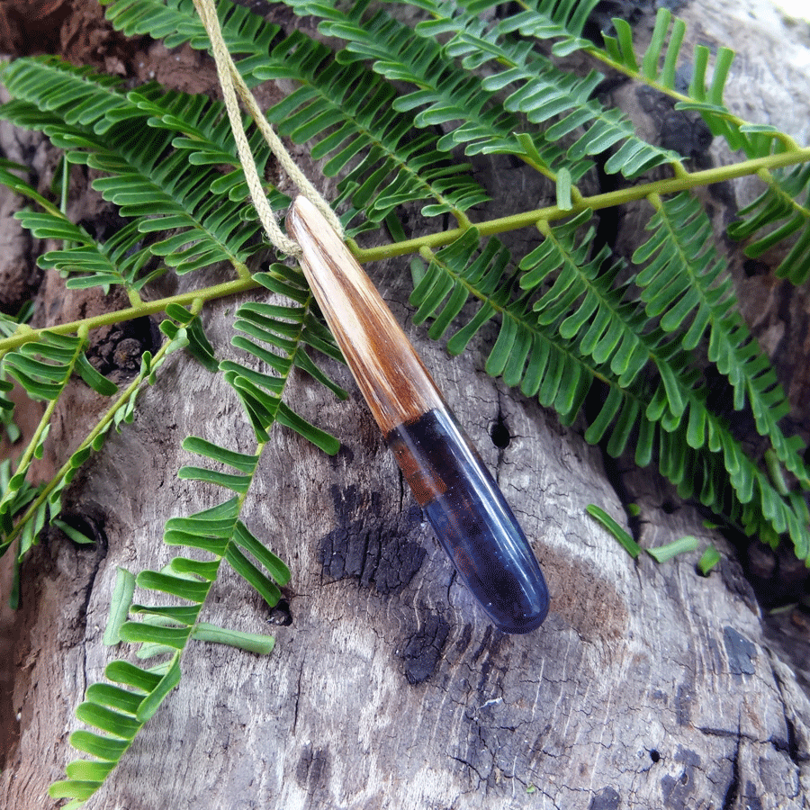 Driftwood with blue and pink resin