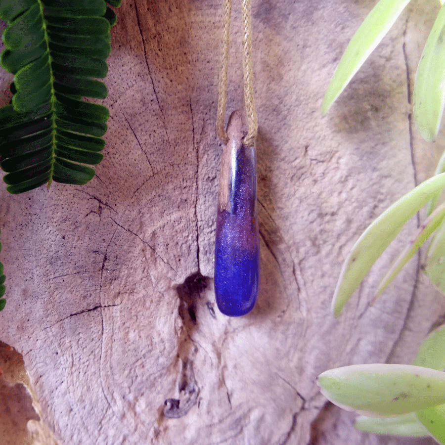 Driftwood with purple resin