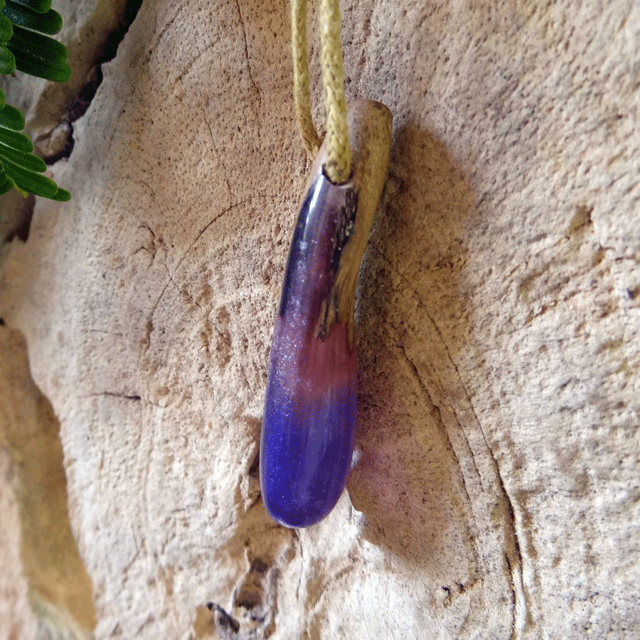 Driftwood with purple resin