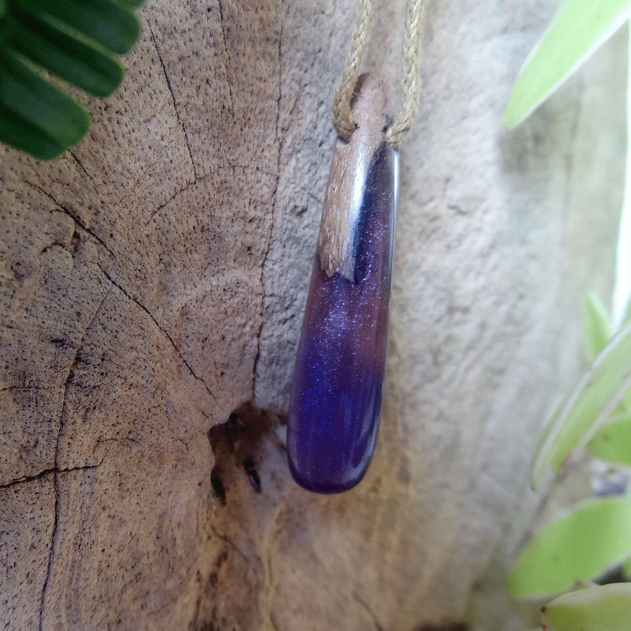 Driftwood with purple resin