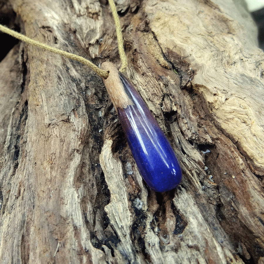 Driftwood with purple resin