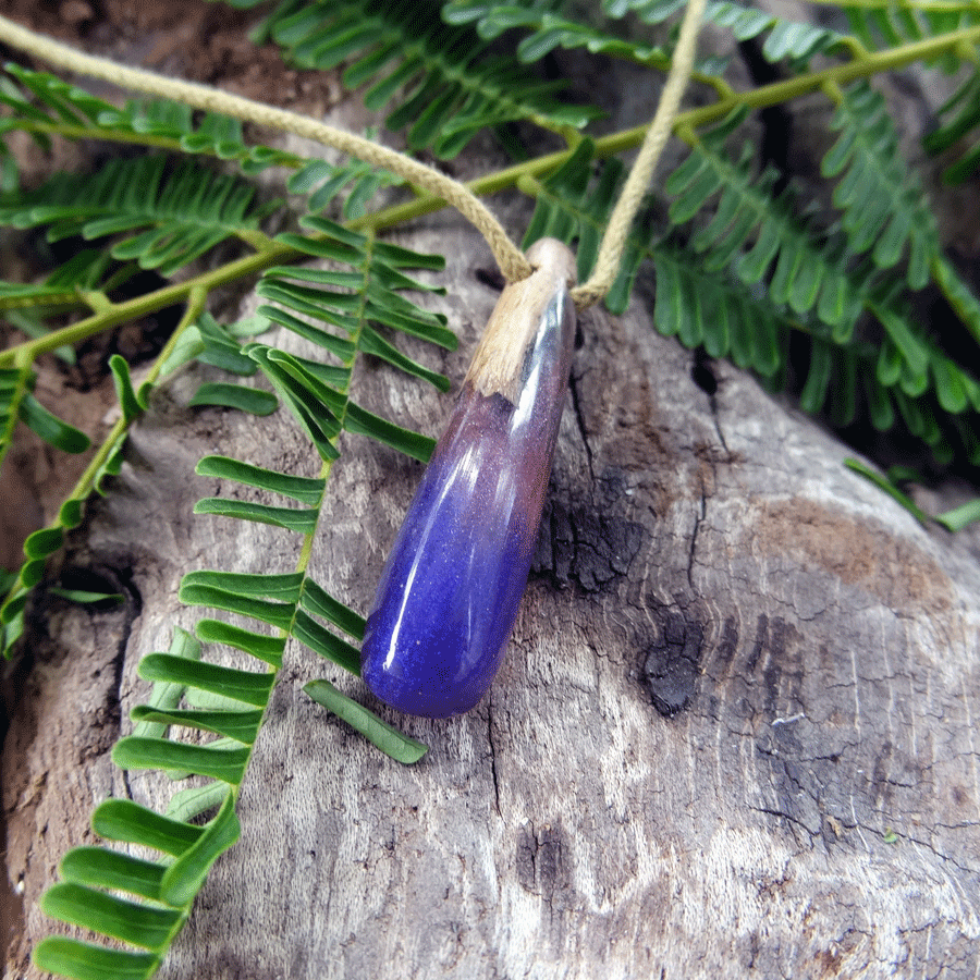 Driftwood with purple resin