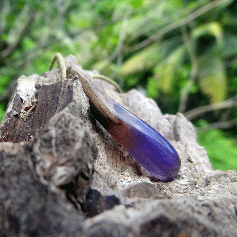 Driftwood with purple resin