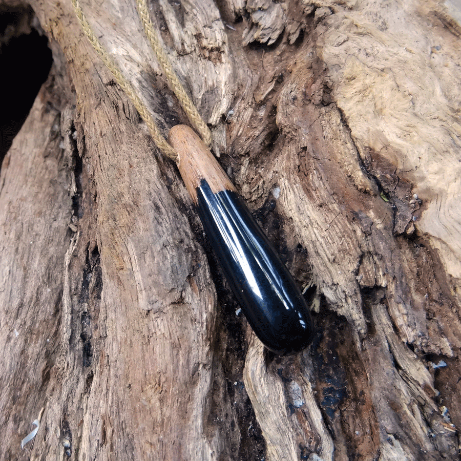 Driftwood with black resin