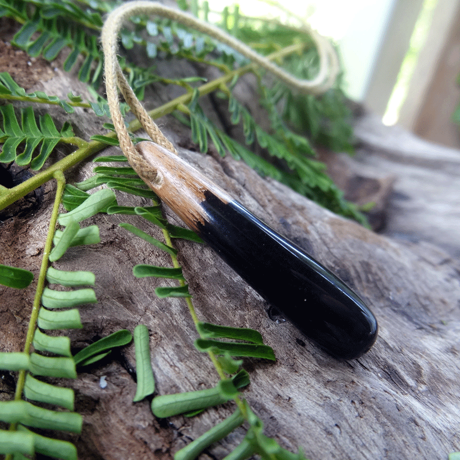 Driftwood with black resin