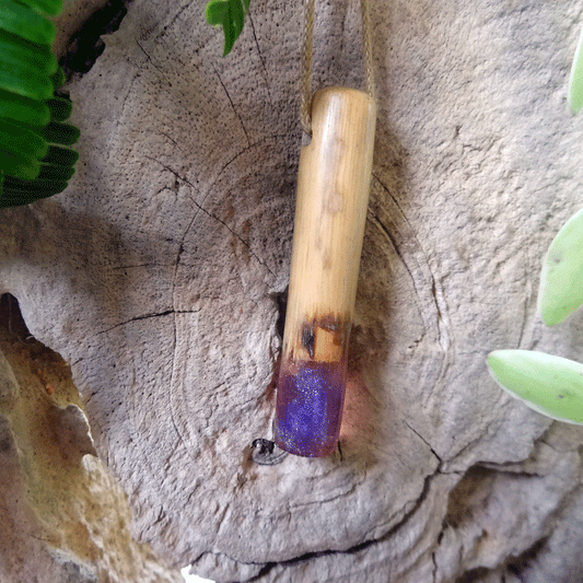 Driftwood with purple resin