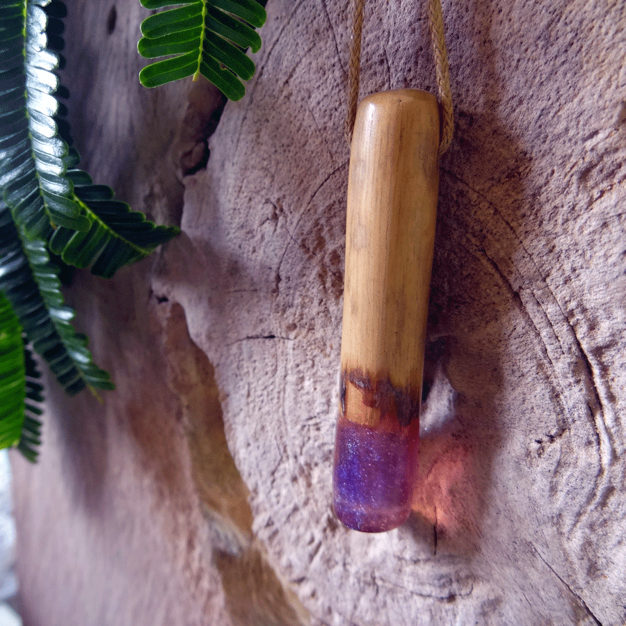 Driftwood with purple resin