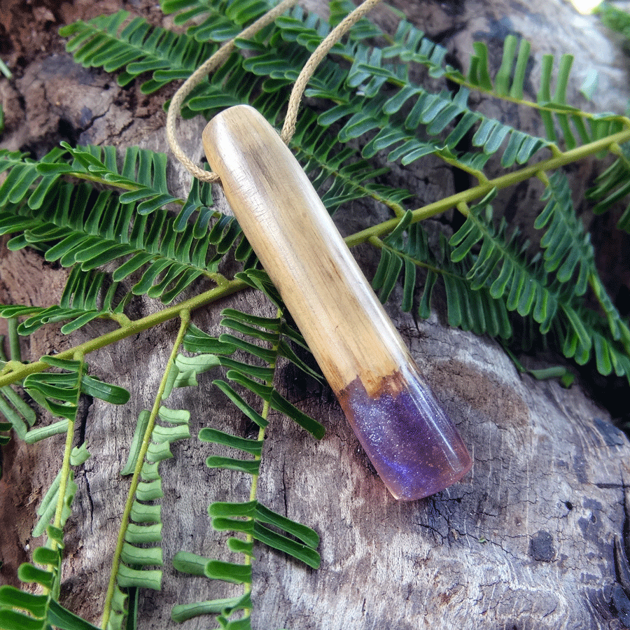 Driftwood with purple resin