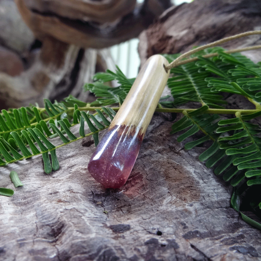 Driftwood with purple resin