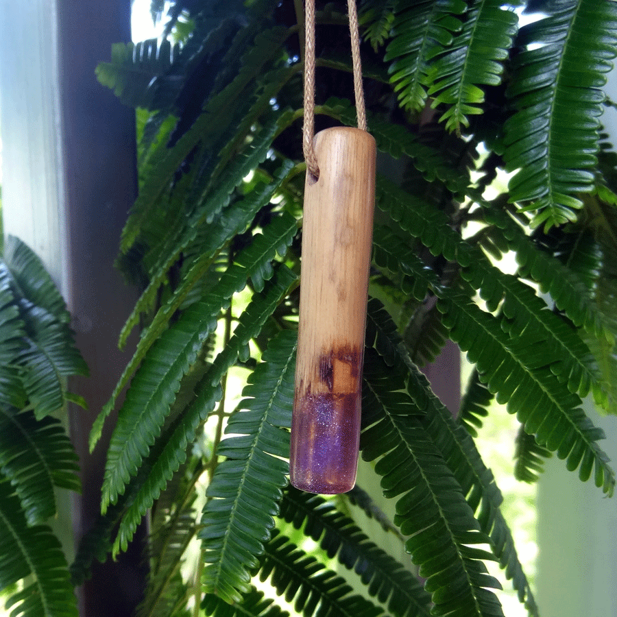 Driftwood with purple resin