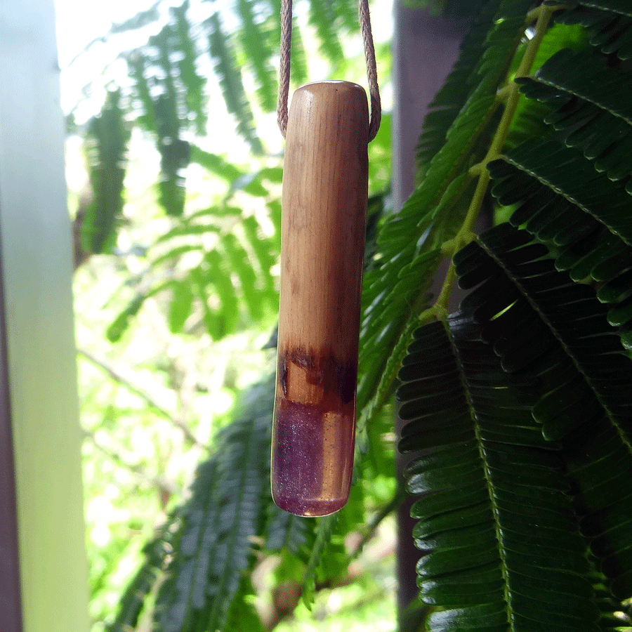 Driftwood with purple resin