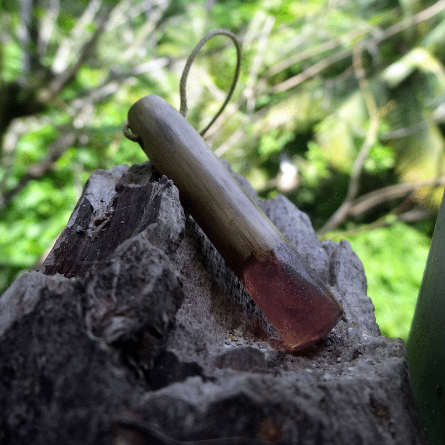 Driftwood with purple resin