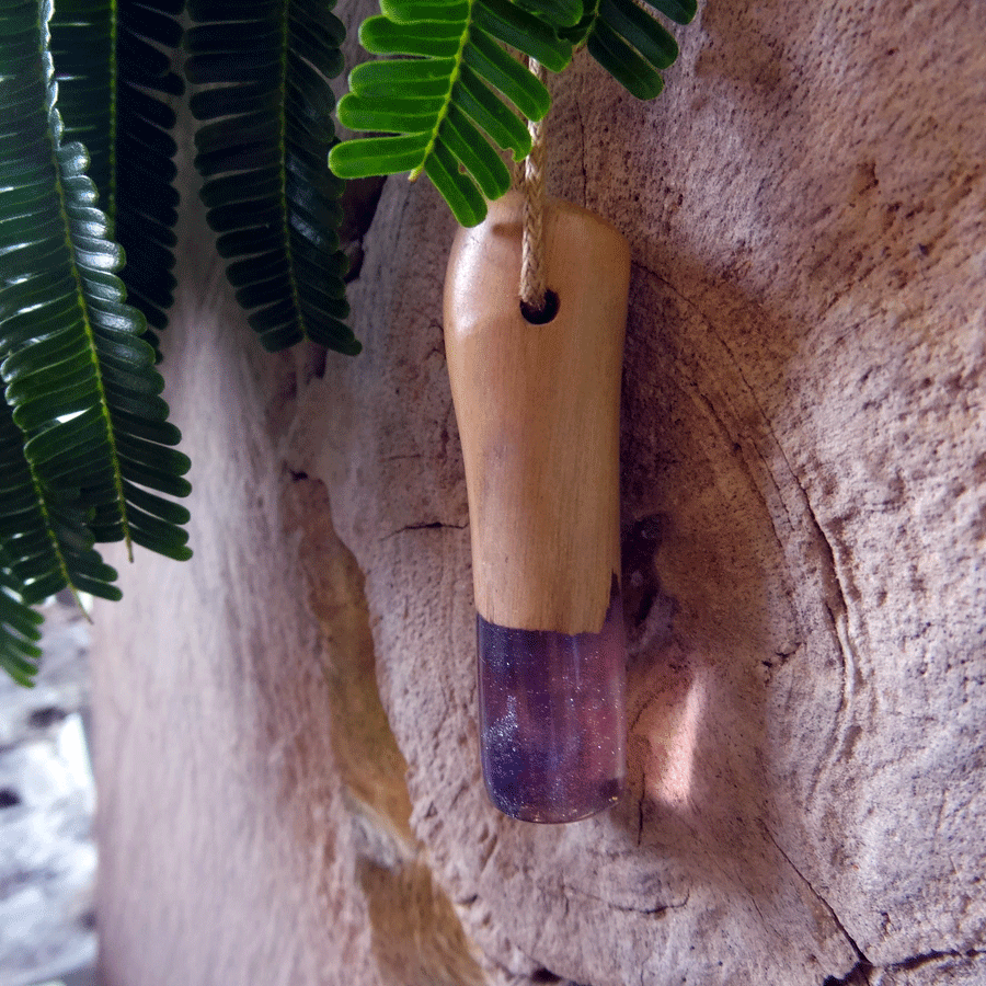 Driftwood with purple resin