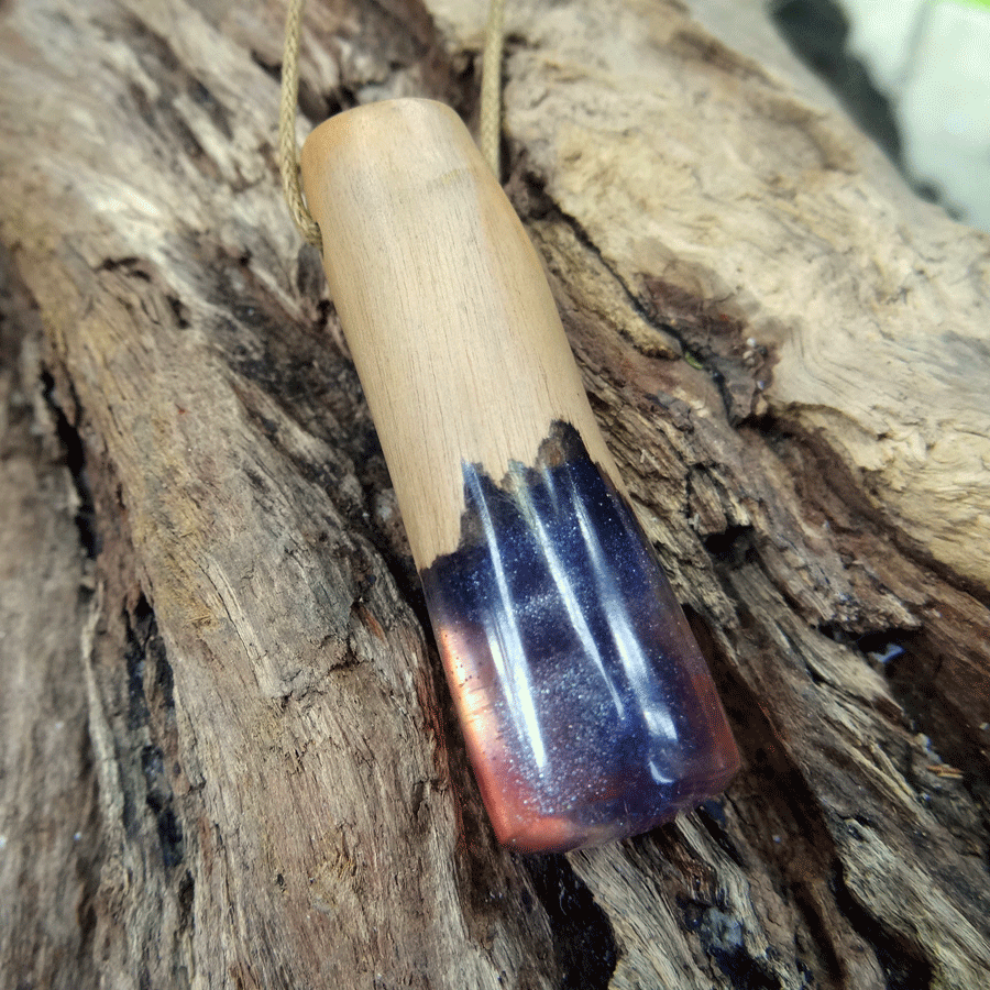 Driftwood with purple resin