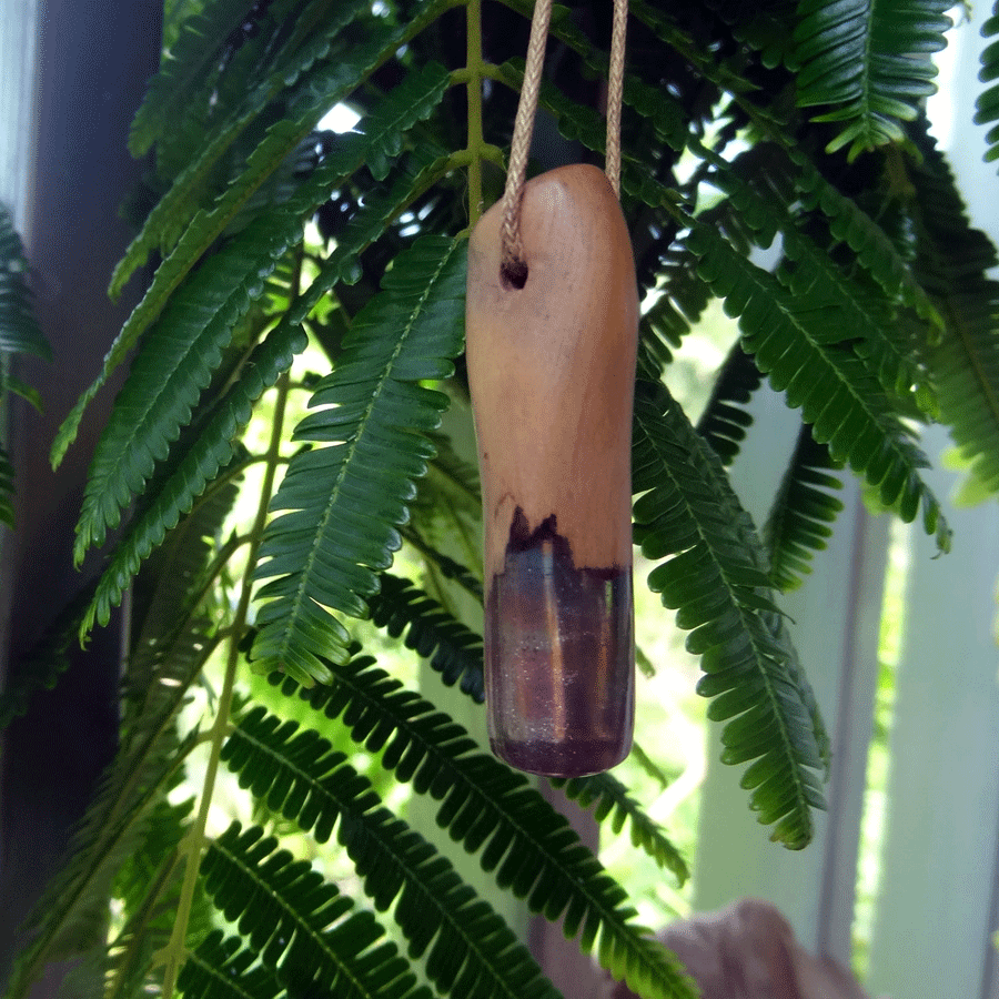 Driftwood with purple resin